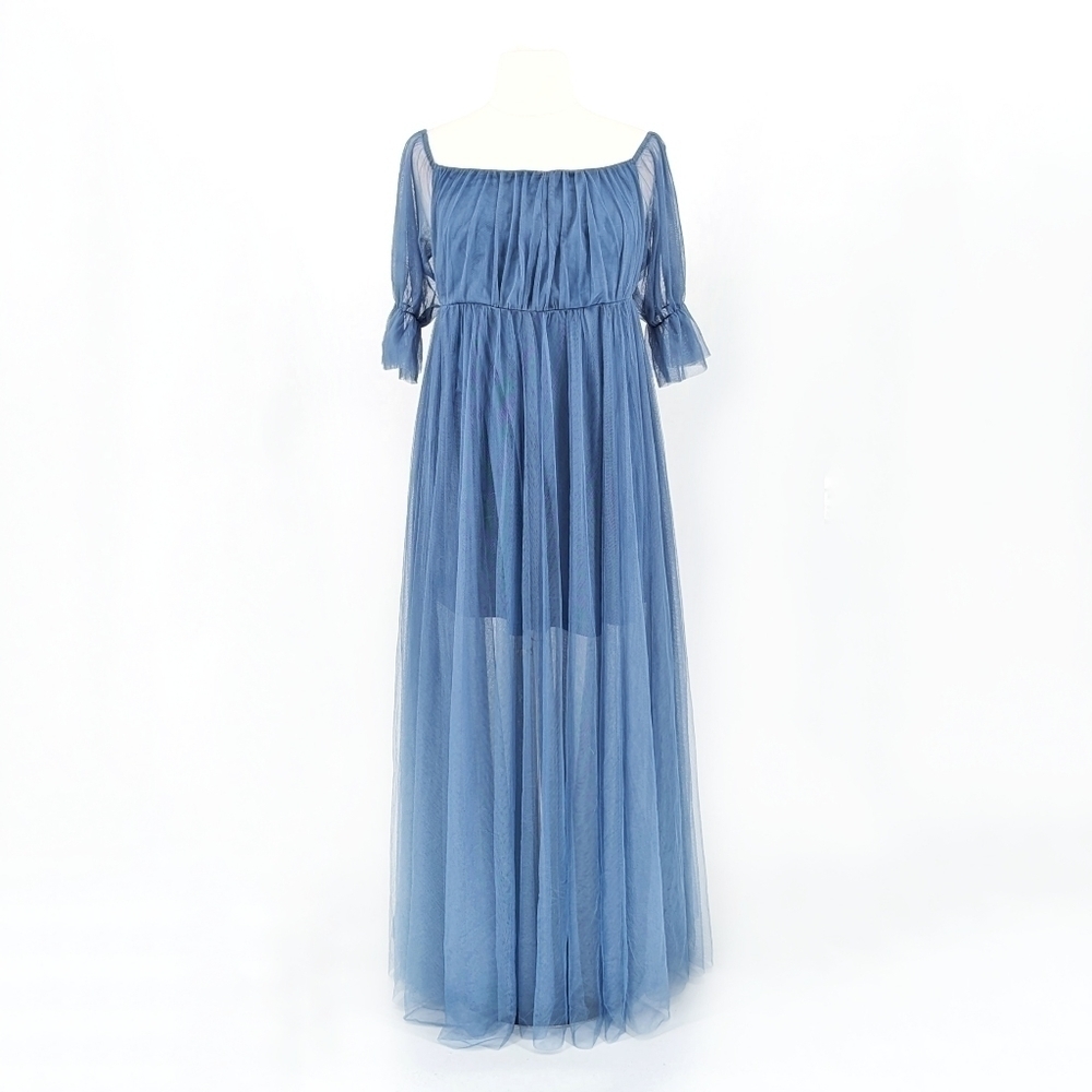 Ever Pretty Off Shoulder Maxi Dess Blue 4X bohemian cottagecore maternity party
